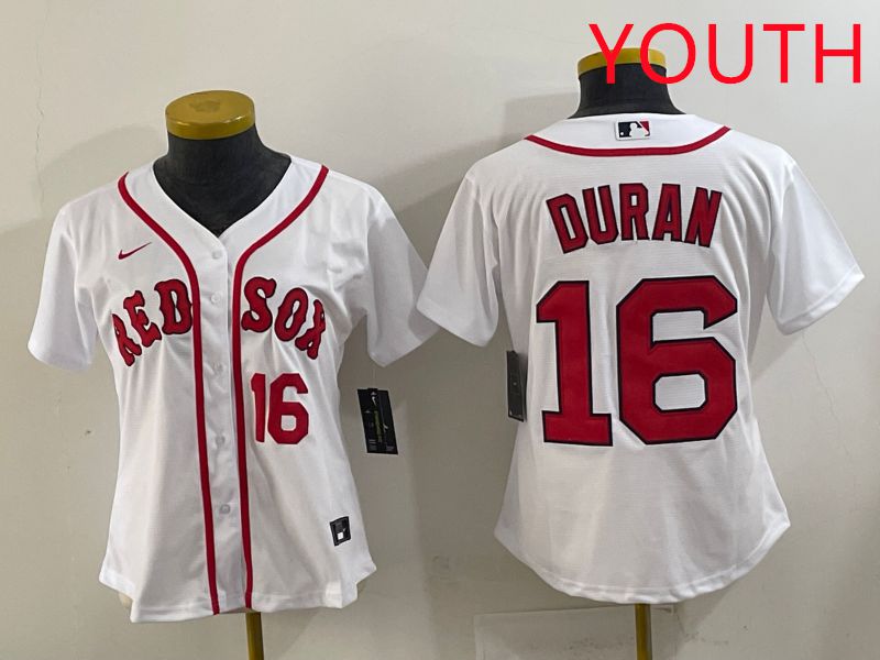 Youth 2025 Boston Red Sox #16 Duran White Game Nike MLB Jersey style 4->youth mlb jersey->Youth Jersey